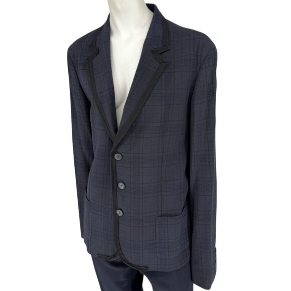 Lanvin ♥ H&M Men’s Blue Plaid Wool Suit – Size EU 52 – New with Tags